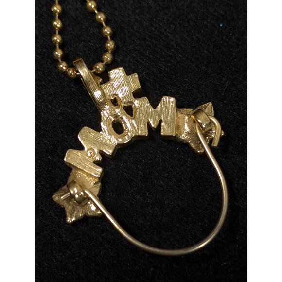 Vintage Avon #1 Mom Charm Holder Pendant Necklace Gold Tone 30 in - Picture 8 of 9